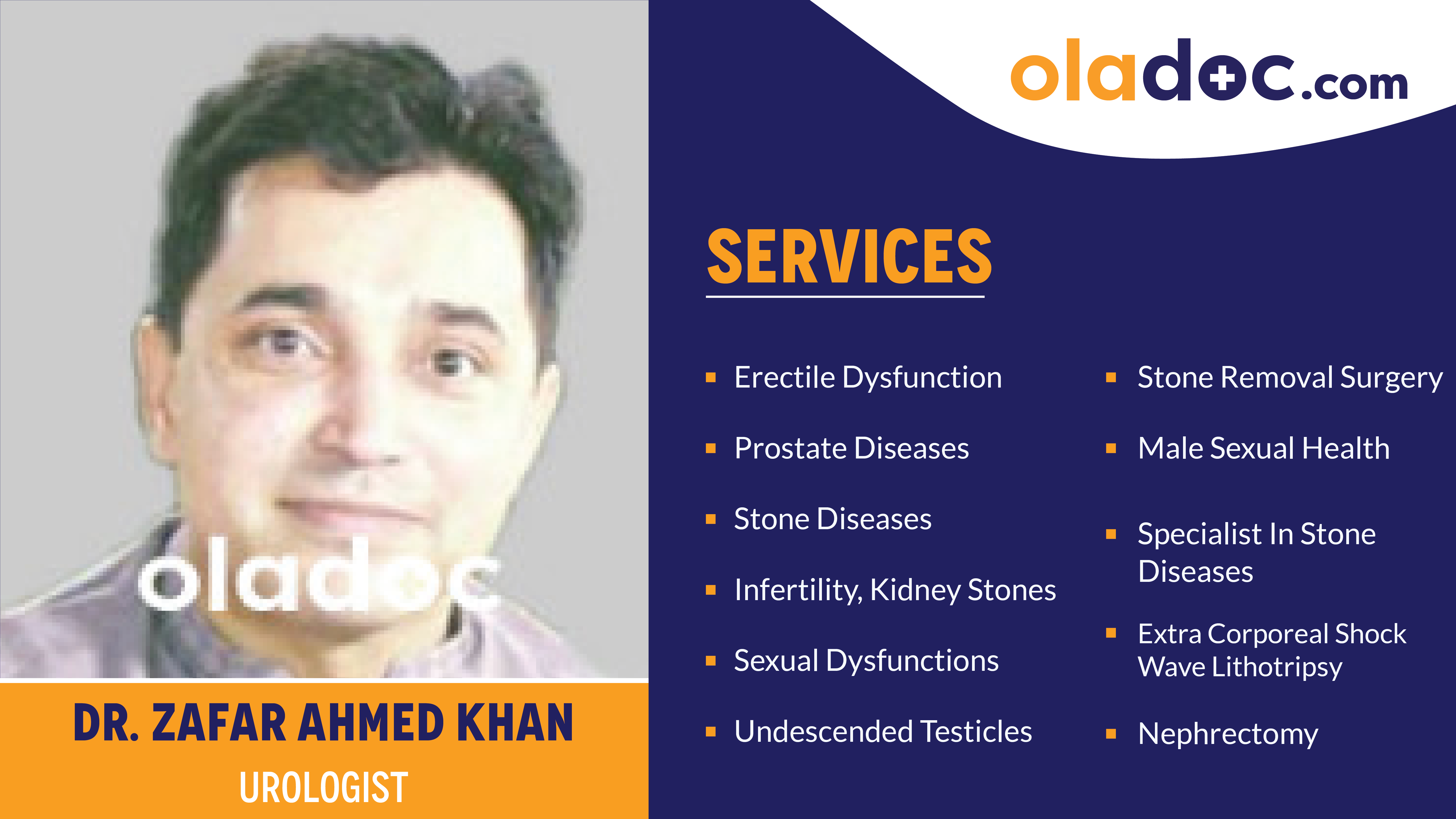 Services provided by Dr.Zafar Ahmed Khan